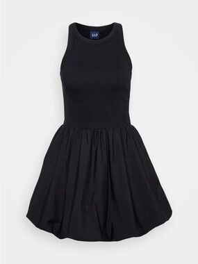 GAP Black Ribbed Tank Bubble Mini Dress